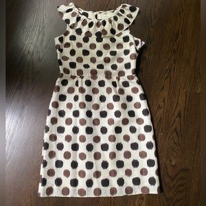 Kate Spade silk dress 8 cream brown polka dots